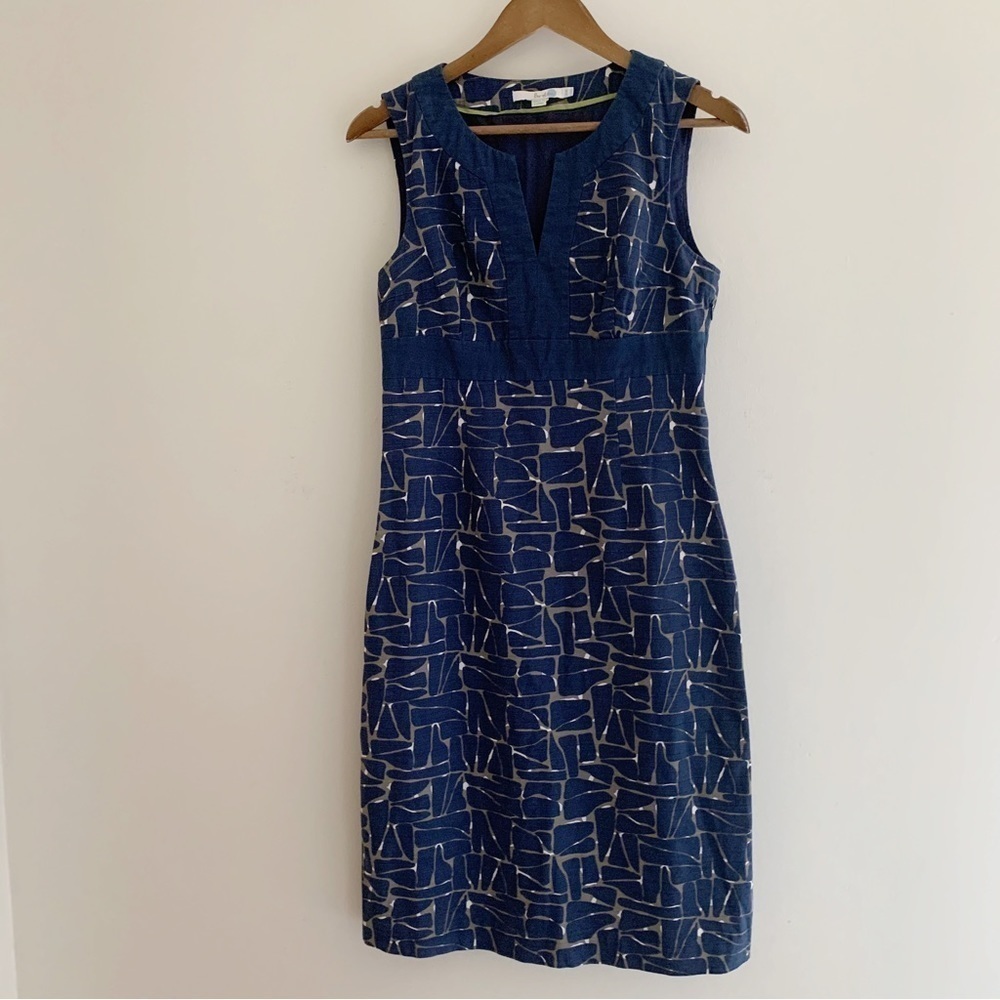 Boden Blue Notch Neck Shift Dress 6L Classic Workwear